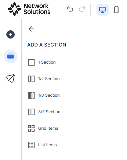 Campaign editor Add a Section tool