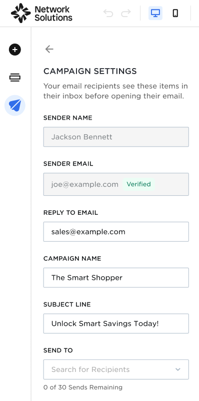 Campaign send settings