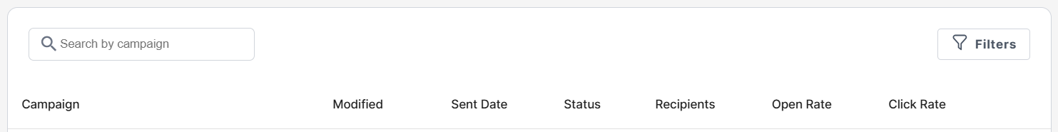 Available filtering options for campaigns list
