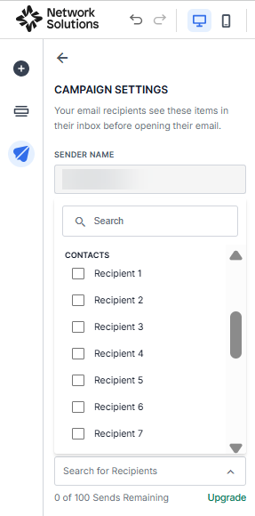 Campaign send settings - add recipients