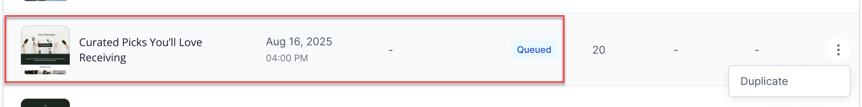Campaign is in queued status with available action