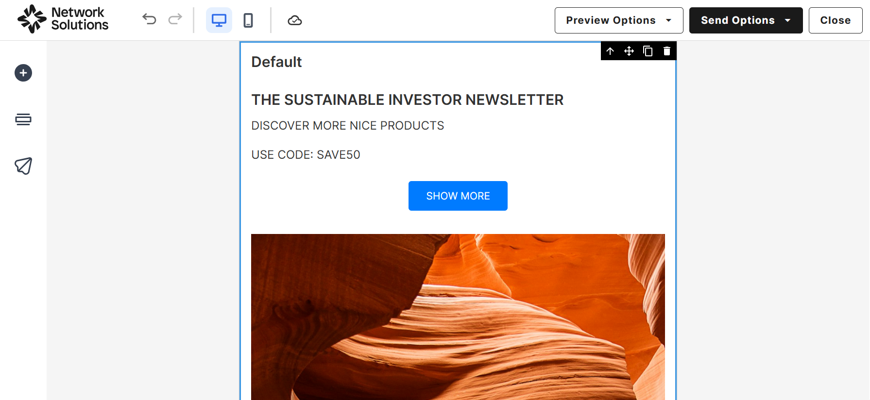 Email Marketing app's campaign editor