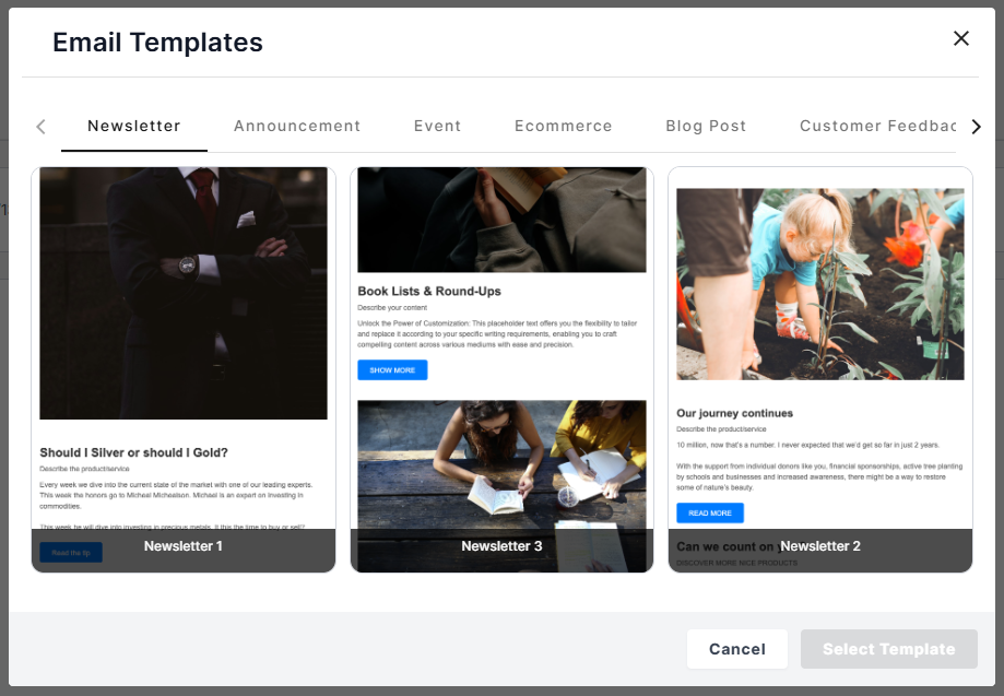 Campaign template options