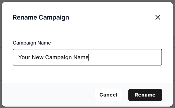 Rename campaign's rename button popup