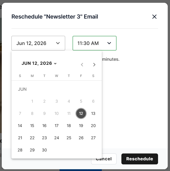 Reschedule campaign's select new date step