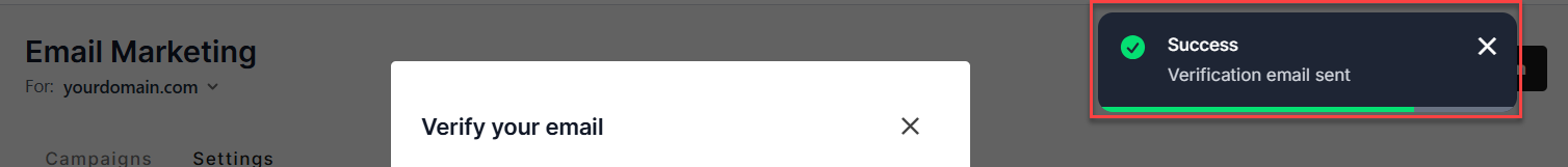 Verify sender email - success resend email notification