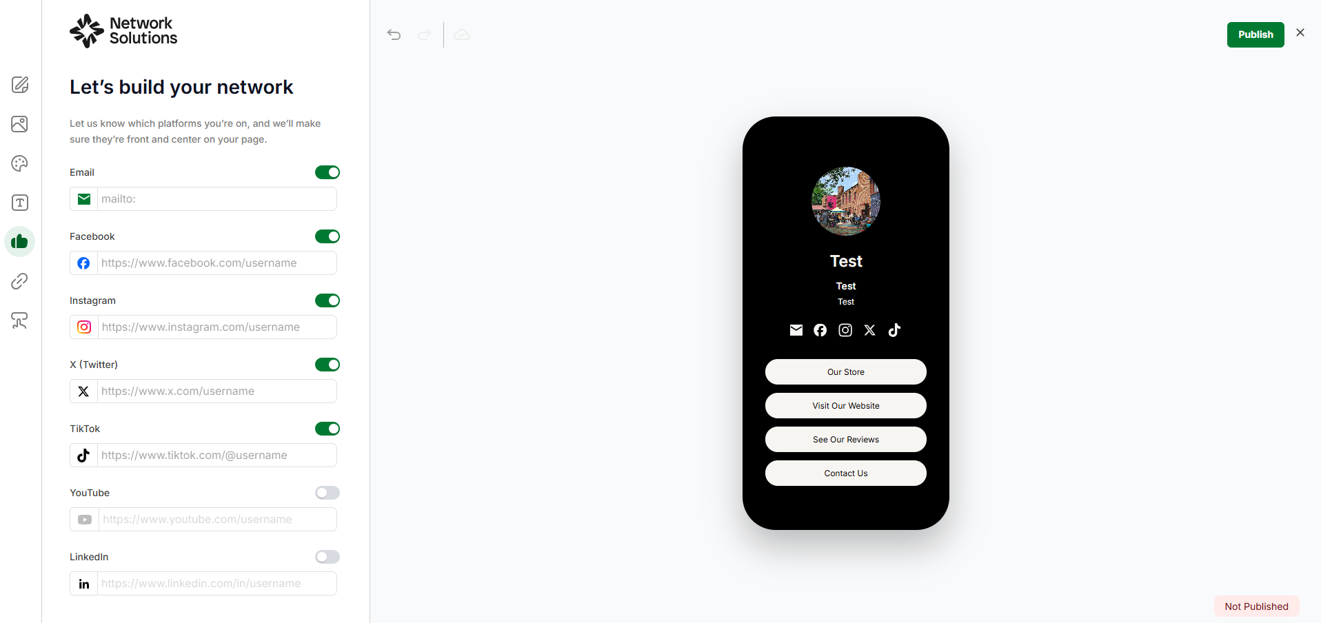 Marketplace Link In Bio Drop-down option