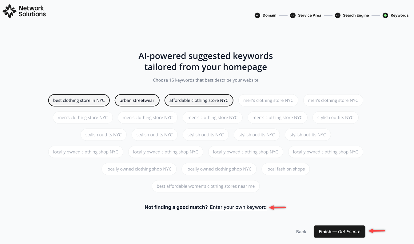 enter keywords