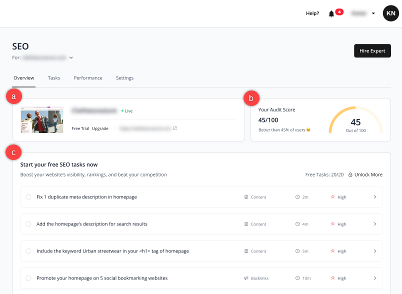 overview tab