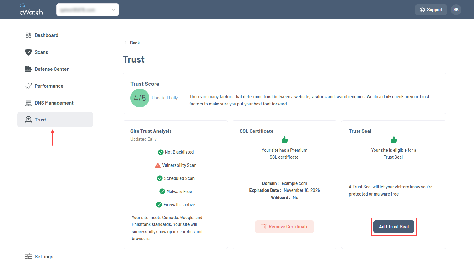 add a cwatch trust seal