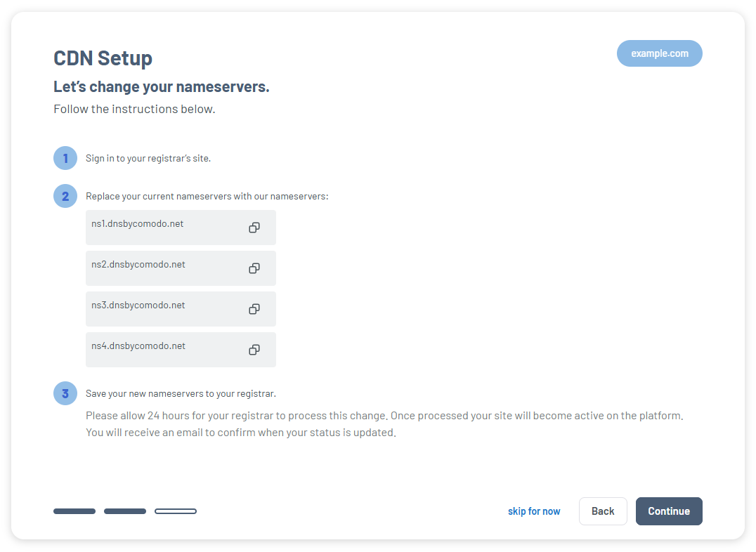 cdn setup nameservers
