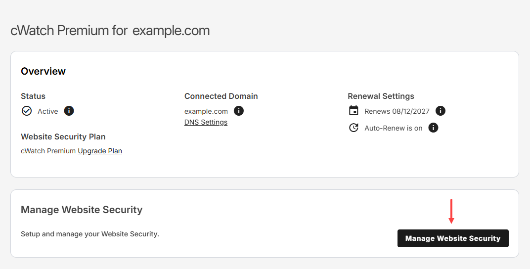 manage cwatch website security