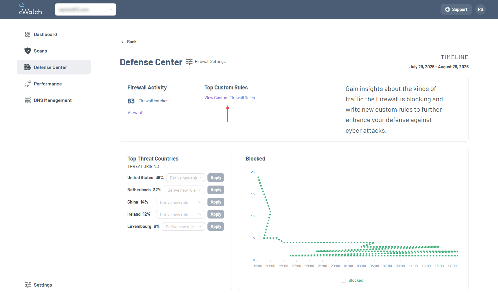 view custom firewall rules