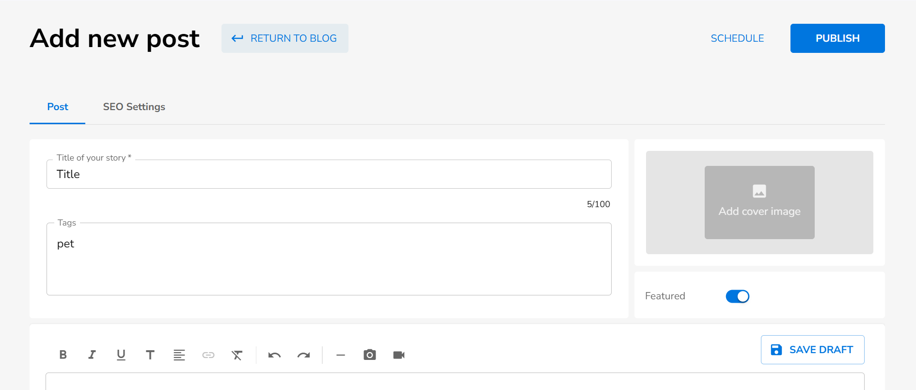 Add new post screen
