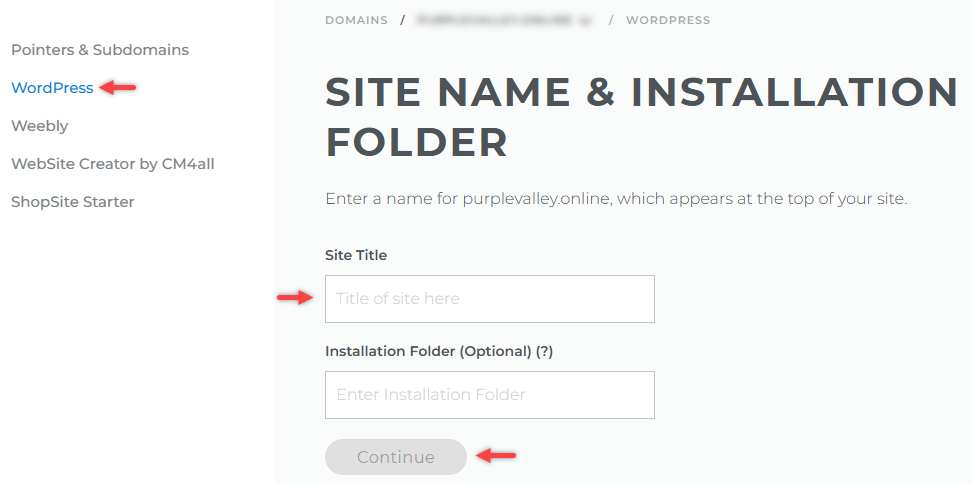 Manage Site link
